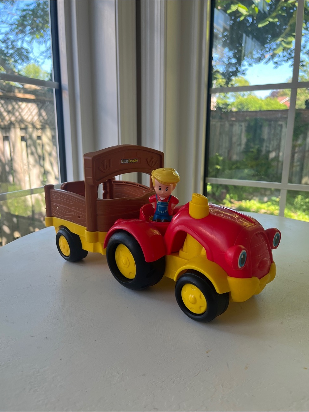 Fisher-Price Little People Red and Yellow Toy Tractor with Farmer Eddie